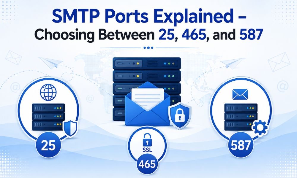 SMTP ports 25 vs 465 vs 587 comparison for secure email sending